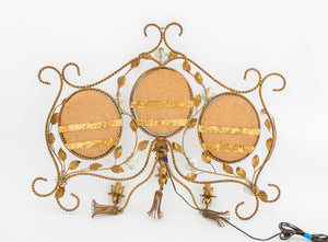 Italian Gilt Wrought Iron Mirrored Wall Sconce (9883728314675)