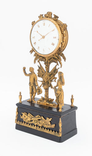 Empire Style Gilt Metal Ebonized Mantle Clock (9887677153587)