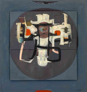 Signed Agudelo Abstract Composition Oil on Canvas