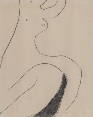Roger Hilton Seated Female Nude Charcoal on Paper (9741255868723)