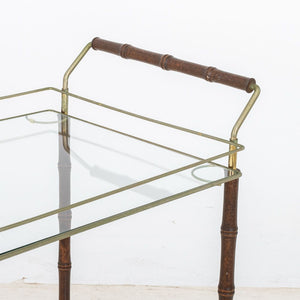French Modern Two-Tier Brass and Walnut Bar Cart (9883828289843)