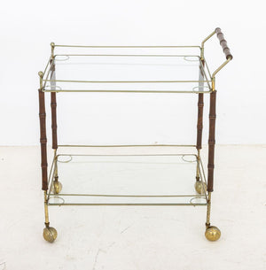 French Modern Two-Tier Brass and Walnut Bar Cart (9883828289843)