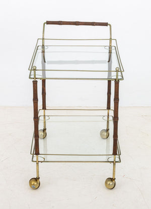 French Modern Two-Tier Brass and Walnut Bar Cart (9883828289843)