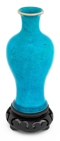 Chinese Peacock Blue Porcelain Meiping Vase