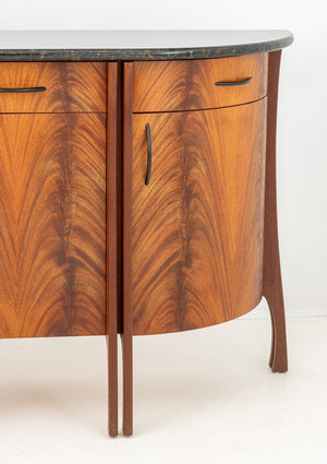 Green Serpentine & Flame Birch Demilune Sideboard