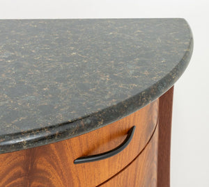 Green Serpentine & Flame Birch Demilune Sideboard