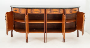 Green Serpentine & Flame Birch Demilune Sideboard