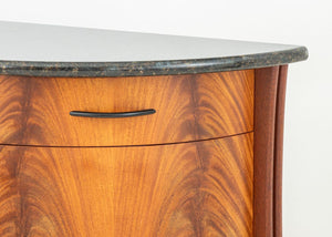 Green Serpentine & Flame Birch Demilune Sideboard