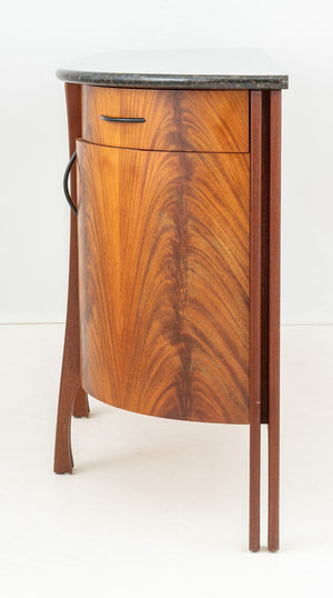 Green Serpentine & Flame Birch Demilune Sideboard