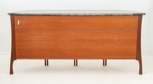 Green Serpentine & Flame Birch Demilune Sideboard