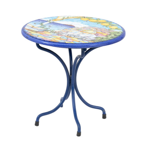 Amalfi Landscape Scene Lava Stone Top Side Table