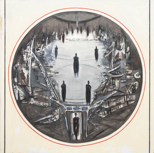 Agudelo, Untitled (Abstract Silhouette Figures), Oil on Canvas