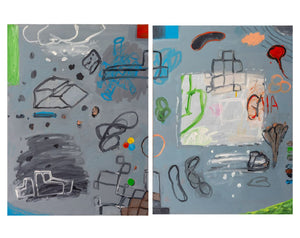 Elfi Schuselka  "Left + Right" Diptych Acrylic