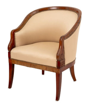 Biedermeier Upholstered Fruitwood Tub Chair (9814339584307)