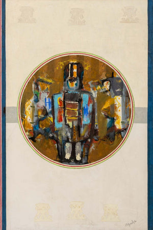 Agudelo Abstract Figural Composition Oil on Canvas