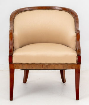 Biedermeier Upholstered Fruitwood Tub Chair (9814339584307)
