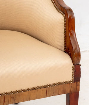 Biedermeier Upholstered Fruitwood Tub Chair (9814339584307)