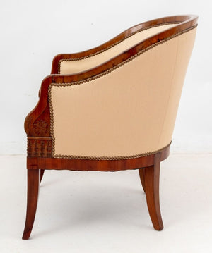 Biedermeier Upholstered Fruitwood Tub Chair (9814339584307)