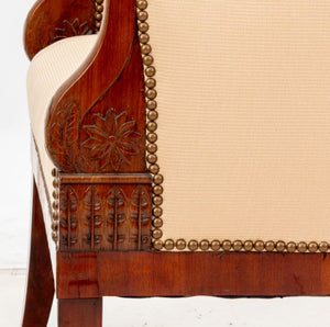 Biedermeier Upholstered Fruitwood Tub Chair (9814339584307)