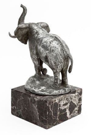James L. Clark Silvered Bronze Elephant Sculpture (9741272416563)