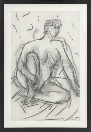Manfred Schwartz Nude Woman Study Charcoal