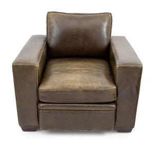 Art Deco Style Green Leather Club Chair & Ottoman (9755271201075)