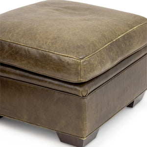 Art Deco Style Green Leather Club Chair & Ottoman (9755271201075)
