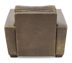 Art Deco Style Green Leather Club Chair & Ottoman (9755271201075)