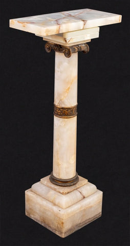 French Gilt Metal and Alabaster Pedestal