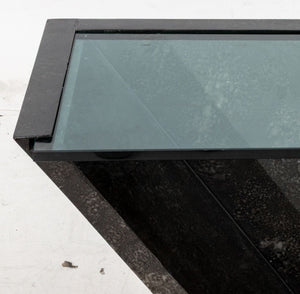 J. Wade Beam Style Glass Top Faux Marble Console (9755274772787)