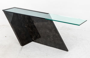 J. Wade Beam Style Glass Top Faux Marble Console (9755274772787)