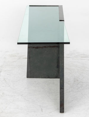 J. Wade Beam Style Glass Top Faux Marble Console (9755274772787)
