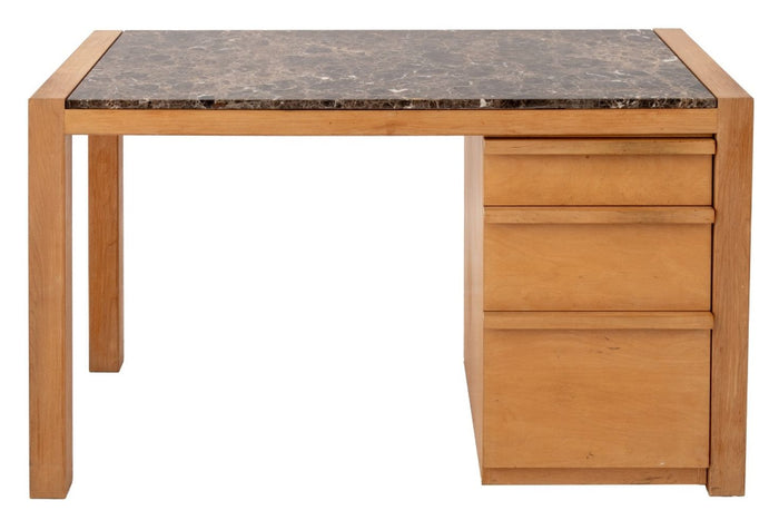 Architectural Brown Marble Top Beech Desk