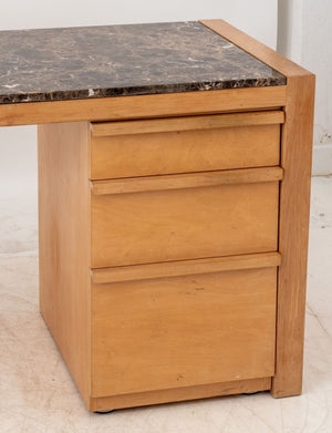 Architectural Brown Marble Top Beech Desk (9776072524083)