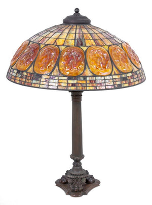 Tiffany Studios Style Slag Glass Bronze Table Lamp (9738548838707)