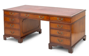 George II Style Leather Top Walnut Desk (9736806924595)