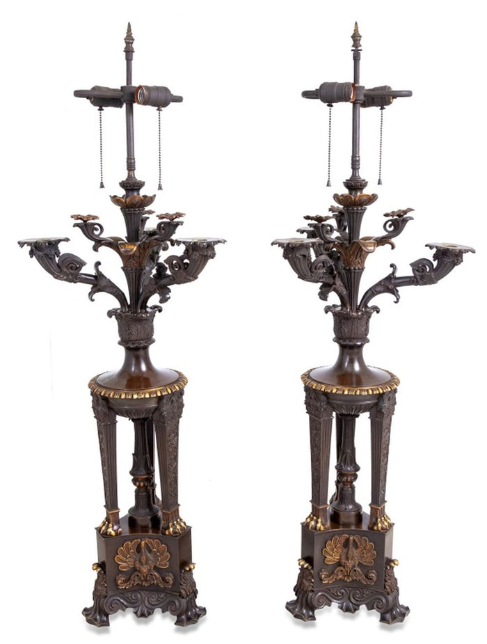 French Empire Style Bronze Candelabra as Lamps, 2
