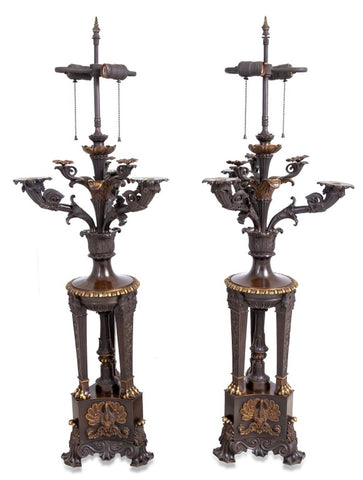 French Empire Style Bronze Candelabra as Lamps, 2