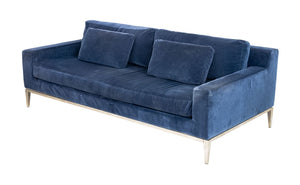 Restoration Hardware Blue Velvet Upholstered Sofa (9846906683699)