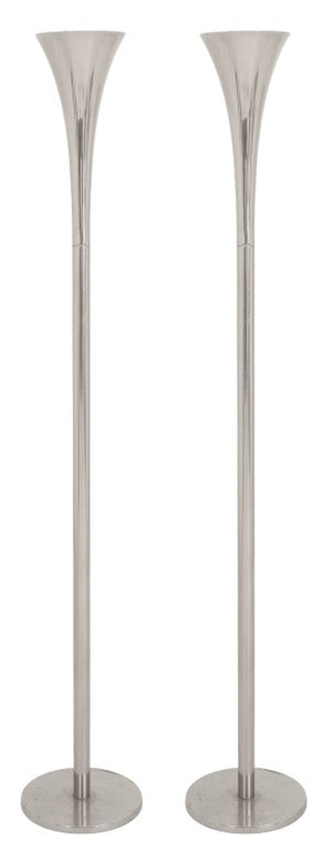 Laurel Mid-Century Chrome Torchiere Lamps, 2 (9776087433523)