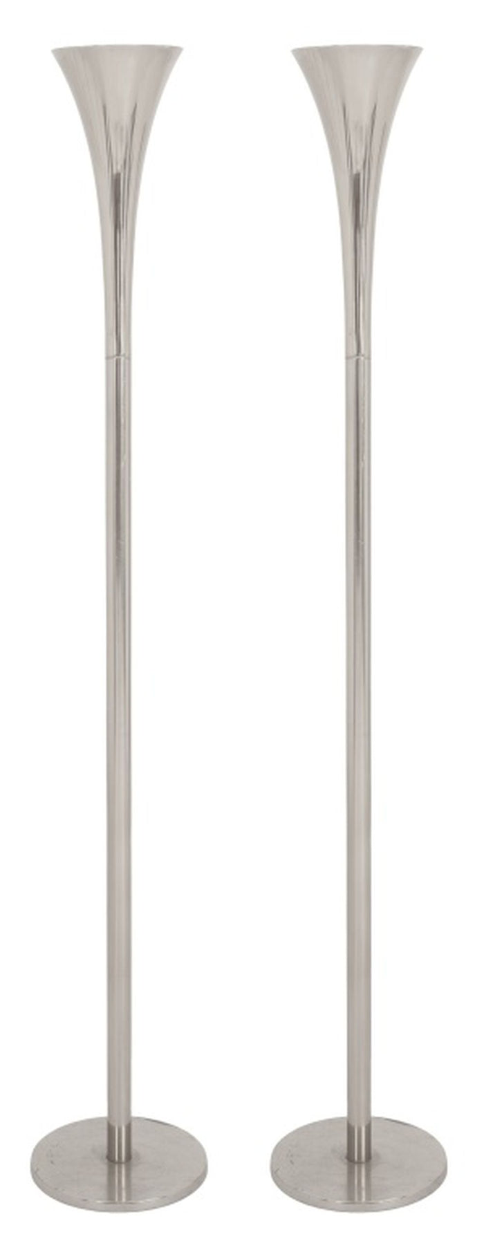 Laurel Mid-Century Chrome Torchiere Lamps, 2