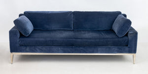 Restoration Hardware Blue Velvet Upholstered Sofa (9846906683699)