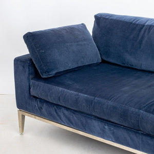 Restoration Hardware Blue Velvet Upholstered Sofa (9846906683699)