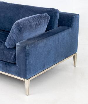 Restoration Hardware Blue Velvet Upholstered Sofa (9846906683699)