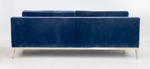 Restoration Hardware Blue Velvet Upholstered Sofa (9846906683699)