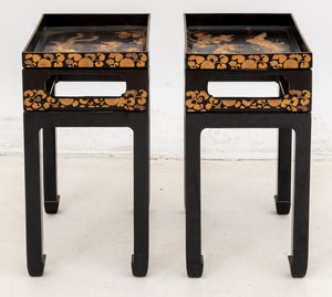 Japanese Gilt & Lacquer Tray Top Side Tables, Pair (9892920066355)