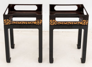 Japanese Gilt & Lacquer Tray Top Side Tables, Pair (9892920066355)