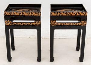 Japanese Gilt & Lacquer Tray Top Side Tables, Pair (9892920066355)