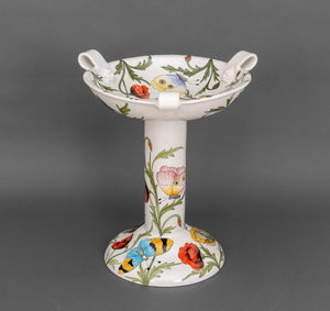 Italian Deruta Vintage Hand-Painted Maiolica Bird Bath