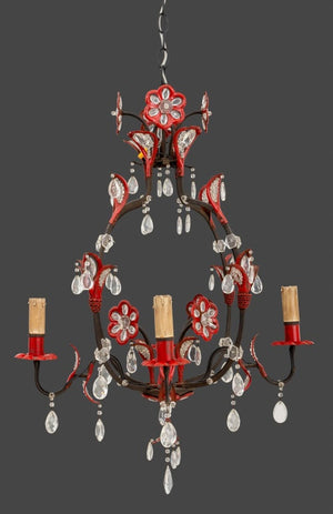 Mid-Century Enameled Floral Form Chandelier (9735649886515)